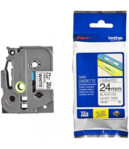 Brother TZE-251 BLACK ON WHITE Label Tape 24 mm