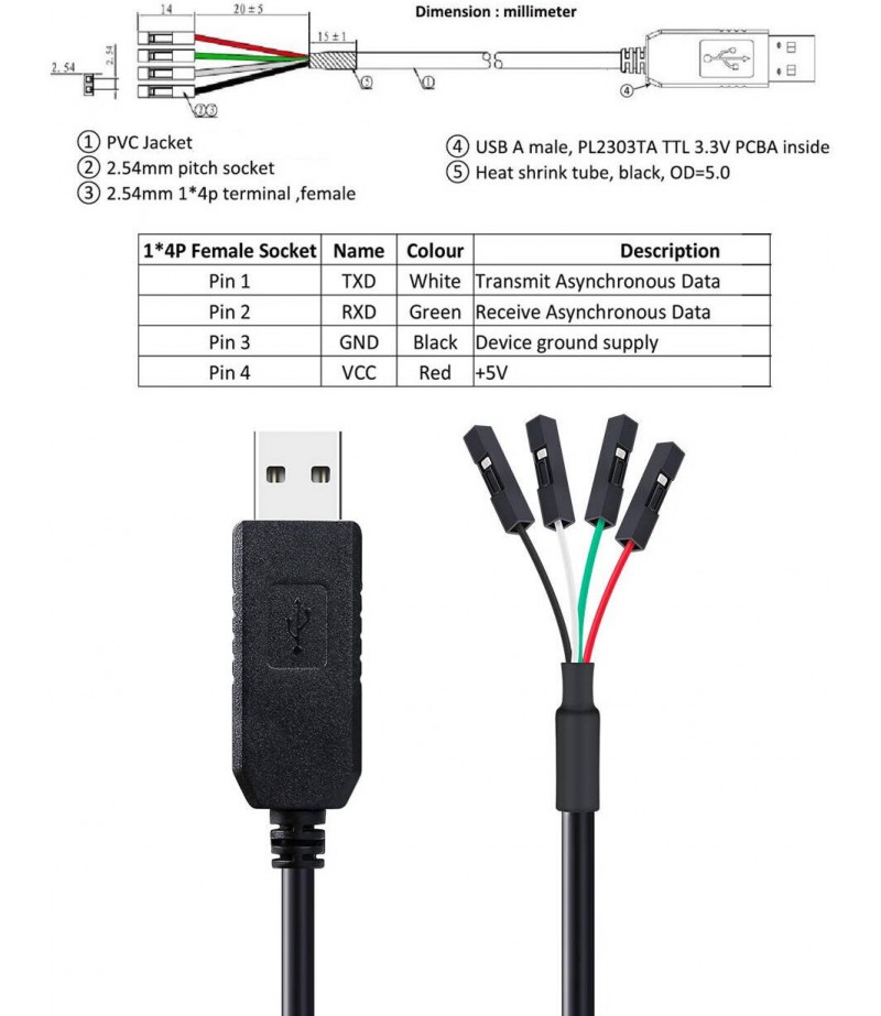 DTECH DT-6553 USB TO TTL SERIALCABLE 1.8M