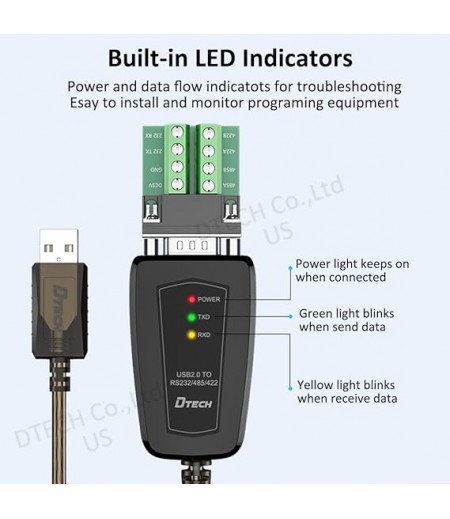 DTECH USB to Serial Adapter RS422/RS485 0.5M