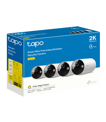 TP-LINK TAPO SMART WIRE-FREE SECURITY CAMERA, 2K - TAPO C410(4-PACK)
