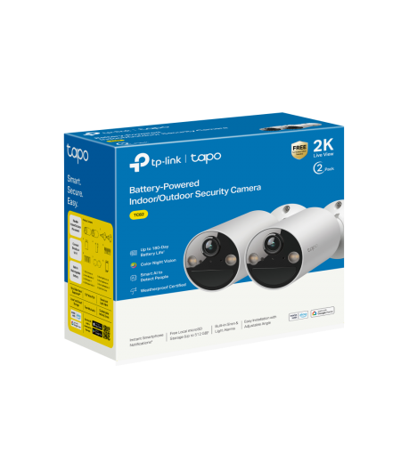 TP-LINK TAPO SMART WIRE-FREE SECURITY CAMERA, 2K - TC82