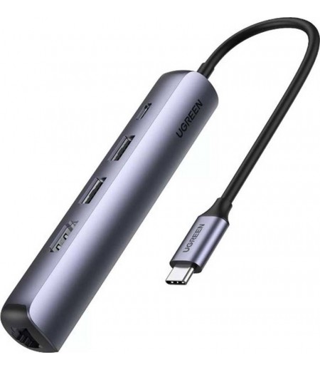 UGREEN USB-C to 2*USB 3.0+HDMI+RJ45 Ethernet Adapter+PD (5 in 1) 10919