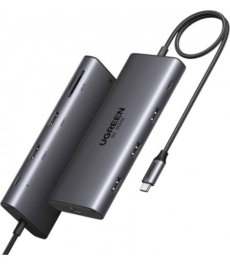 UGREEN Revodok Pro 210 10 in 1 USB-C to 1*USB3.0+2*USB2.0+USB-C3.0+2*HDMI+RJ45 Gigabit+SD&TF +PD port Converter 15534