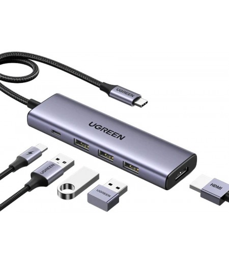 UGREEN USB-C To HDMI+3*USB 3.0 A+PD Power Converter 15596