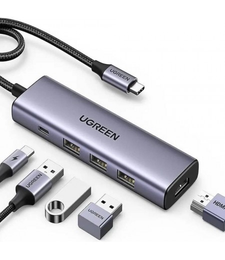 UGREEN USB-C To HDMI+3*USB 3.0 A+PD Power Converter(4k@60Hz) 15597