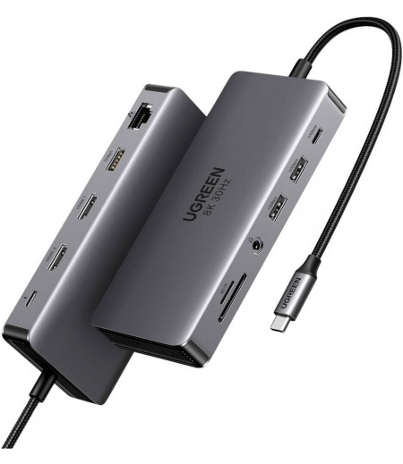 UGREEN Revodok Pro 211 11 in 1 USB-C to 2*USB-A3.2+1*USB-A3.0+USBC3.2+2*HDMI+RJ45 Gigabit+SD&TF +3.5mm+PD port Converter 15965