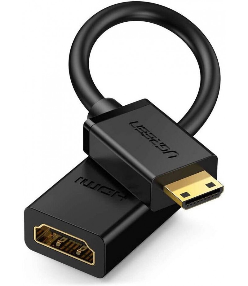 UGREEN Mini HDMI Male to HDMI Female Adapter Cable 22cm (Black) 20137