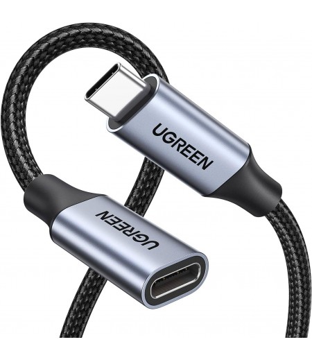 UGREEN USB-C Male to USB-C Female Gen2 Alu Case Braided Extension Cable 1m (Space Gray) 30205