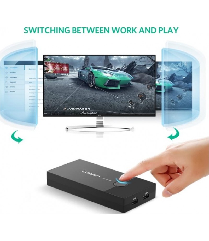 UGREEN 2-Port USB KVM Switch Box ABS Case 30357