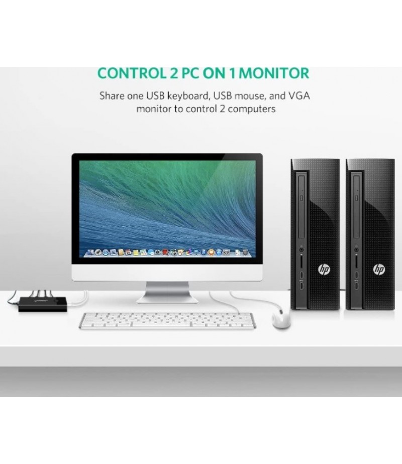 UGREEN 2-Port USB KVM Switch Box ABS Case 30357