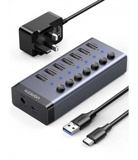 UGREEN USB 3.0 7-Port Hub-12V2A (DC: 5.5) Power Supply (UK) 90306