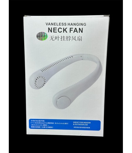 Vaneless Hanging Neck Fan, Portable Indoor & Outdoor Personal Fan, White