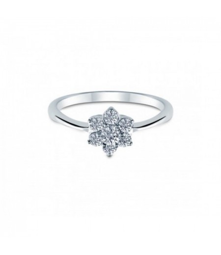 Palazo Jewellery 18K White Gold Flower Ring With 7 Round Diamonds