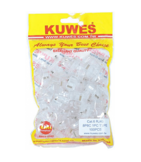 KUWES CAT6 UTP RJ-45 CONNECTORS PACK OF 100 Pc